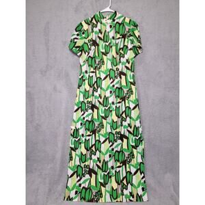 Vintage Regine Desdame Modeliste Thai Silk 60's 70's‎ Rare Green Floral Dress